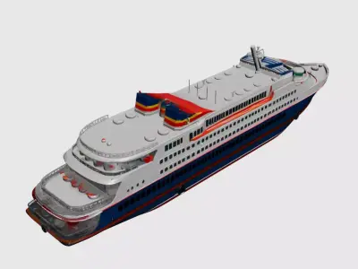 Modern Luxury Cruise Ship - Sleek 3D Ocean Liner Model 01 3D model
