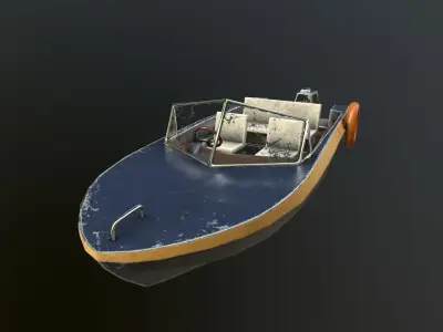 Motor boat Low-poly 3D model