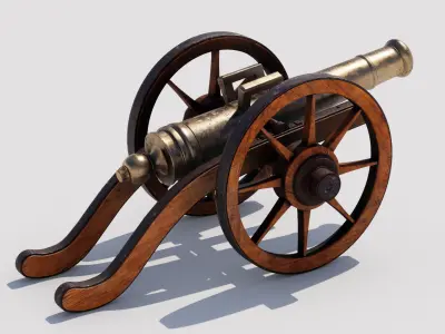 Old war cannon Low-poly 3D model