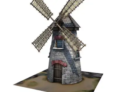 Medieval Building 09 Windmill Low-poly 3D model