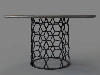 Ellison Dining Table Rubbed Steel 3D model