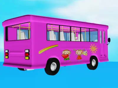 Cutie School Bus 3D model Low-poly 3D model