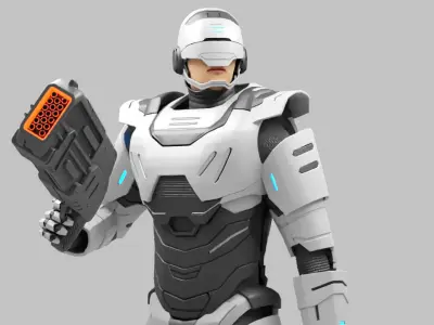 sci fi cap   rigged character 3D model