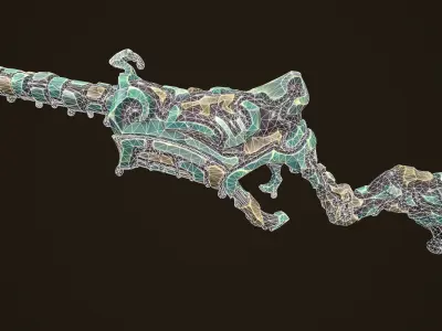 Modular stylized lava rifle shotgun pistol Low-poly 3D model