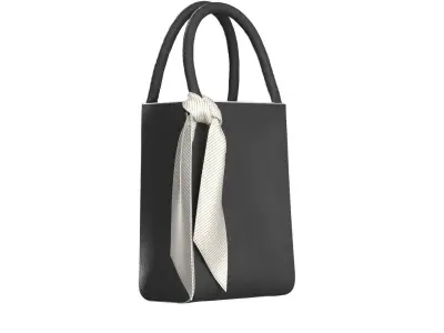 Black Leather Mini Tote Bag 3D model