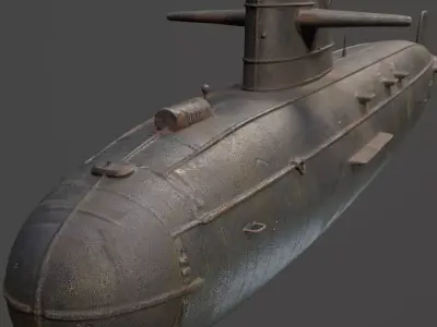 Naval Submarine Watercraft 4K PBR 3D model