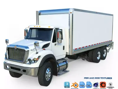 International Workstar 7600 Box truck Low-poly 3D model