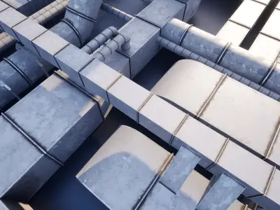 Ventilation Duct Pack Vol 02 Low-poly 3D model