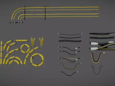 Electrical Wires 01-02-03 Low-poly 3D model