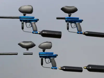 Modular Paintball Gun Low-poly 3D model