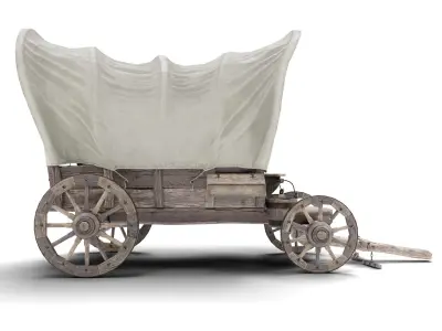 Old Horse Carriage Low-poly 3D model