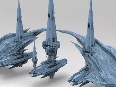 Sci fi Magma Cliff bridge 5  3D model