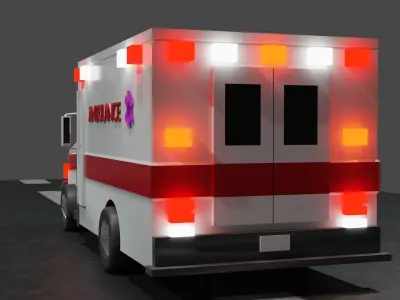 Ambulance emergancy vahicle  Low-poly 3D model