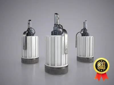 Soviet hand-held aerosol grenade K-51 with non-lethal tear gas Low-poly 3D model