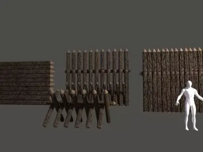 Medieval Defense Spikes Fences Walls Low-poly 3D model