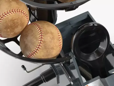 Pitch Training Device with Bat and Loaded Balls Grey 3D model