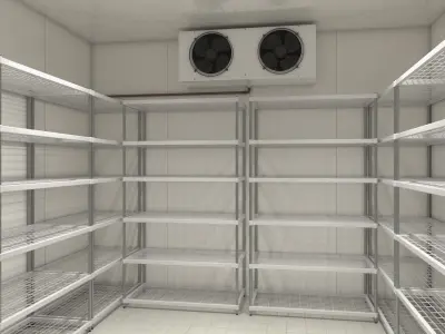 Food Storage Freezer with Metal Racks 3D model