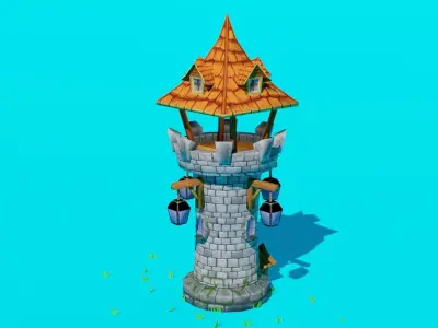 Stone Tower Low-poly 3d model Low-poly 3D model