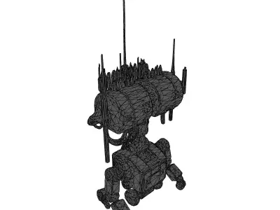 Vintage SciFi Robot with Antennas Low-poly 3D model