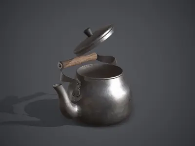 Vintage Old Kettle Teapot Low-poly 3D model