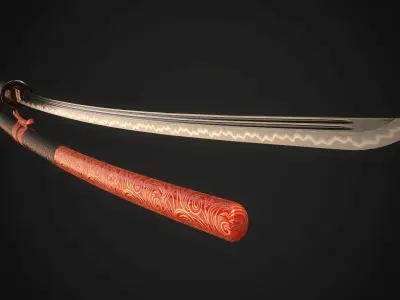 Set of japanese swords 03 3D Model Collection