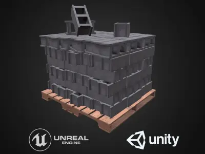 Brick pallet Low-poly 3D model