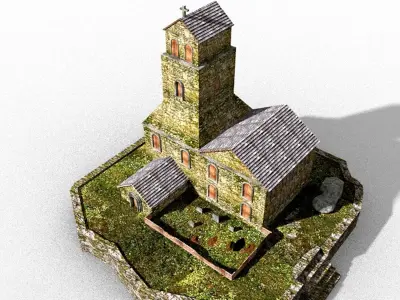 old stone church Low-poly 3D model