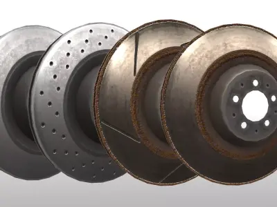 Dusty Brake Rotors x24 Free low-poly 3D model