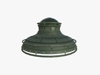 Alien Spaceship UFO F05 Dark Green - Sci Fi Spacecraft Design Low-poly 3D model