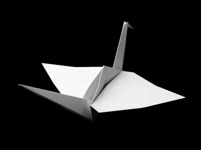 Folded Paper Origami Swan - Crane 3D model
