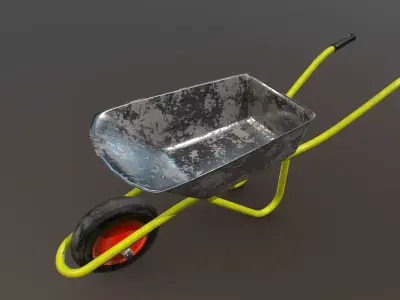 Wheelbarrow  trolley Low-poly 3D model