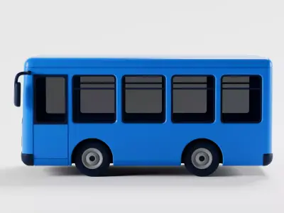 Cartoon city bus Low-poly 3D model