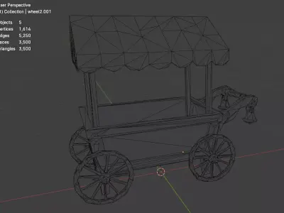 Fruit cart low poly game ready Low-poly 3D model