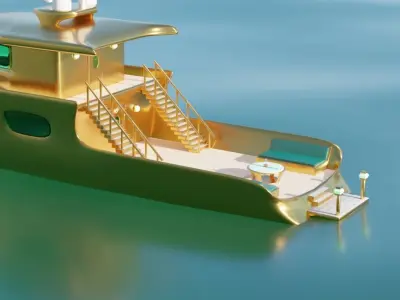 Golden yacht 3D model