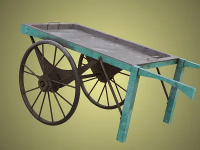 Wooden Cart06 All PBR Unity UE Textures Included Low-poly 3D model