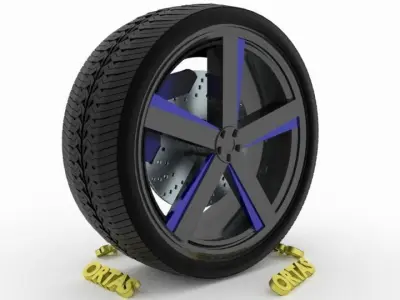 ORTAS CAR WHEEL RIM 115 GAME READY WHEEL RIM TIRE 3D model
