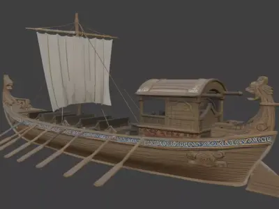 Historical Boat 3D Model Viking Longship Drakkar 3D model