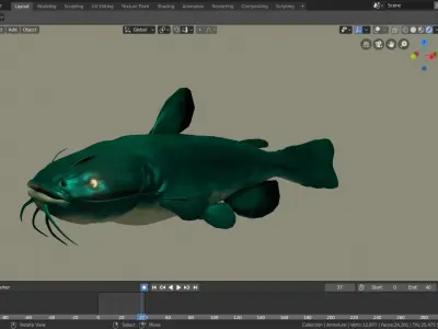 high poly catfish 3D model