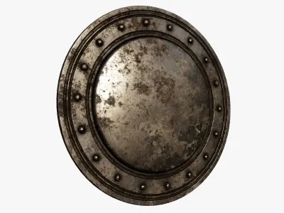 Wooden shield Low-poly 3D model 6