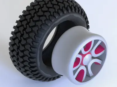 Offroad Tire Wheel Design Rim3 Low-poly 3D model