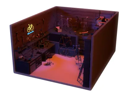 Bicycle Service Workshop 3D model