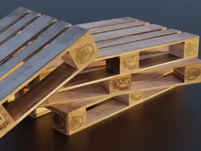 Realistic European Pallets in 3D Industrial Logistics Low-poly 3D model