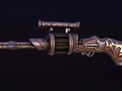 Steampunk stylize sniper 3D model