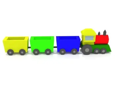 Low Poly Cartoon Train Toy Low-poly 3D model