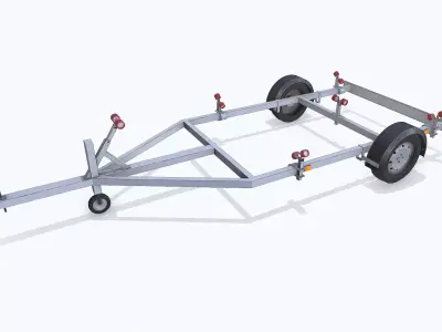 Boat Trailer Low-poly PBR Low-poly 3D model
