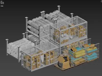 Warehouse materials 3D model