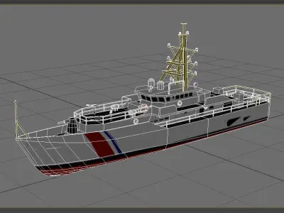 Fast Response Cutter Boat Ship LOWEST Low-poly 3D model