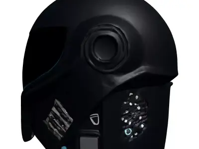 Futuristic SciFi Combat Helmet Low-poly 3D model