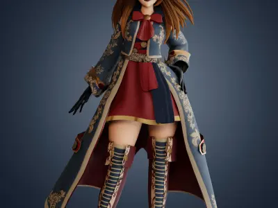 Pirate Captain Rigged  Low-poly 3D model