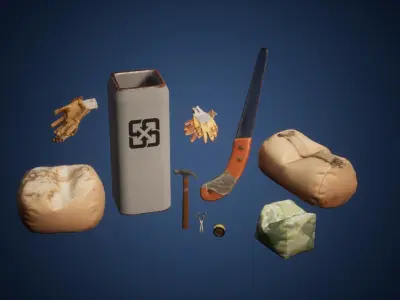 Industrial Items Low-poly 3D model